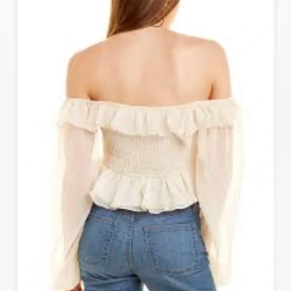 NWT En Saison Cropped Smocked Top Size L - Picture 2 of 6